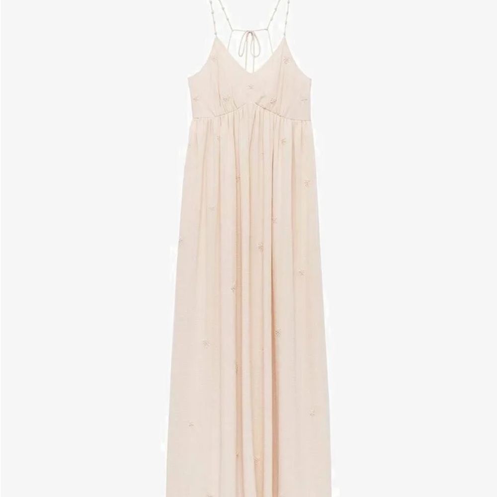 Mango Cream Maxi Dress with Delicate Straps